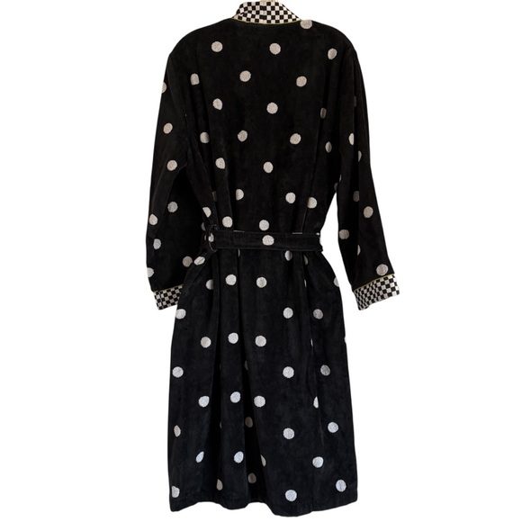 Rare Mackenzie Childs Multipattern Black Polkadot Check Cotton Bath Robe Sz S - Picture 4 of 7